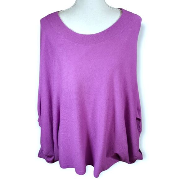 CYNTHIA ROWLEY PINK/PURPLE PONCHO SWEATER SZ.1X EUC - Picture 1 of 6